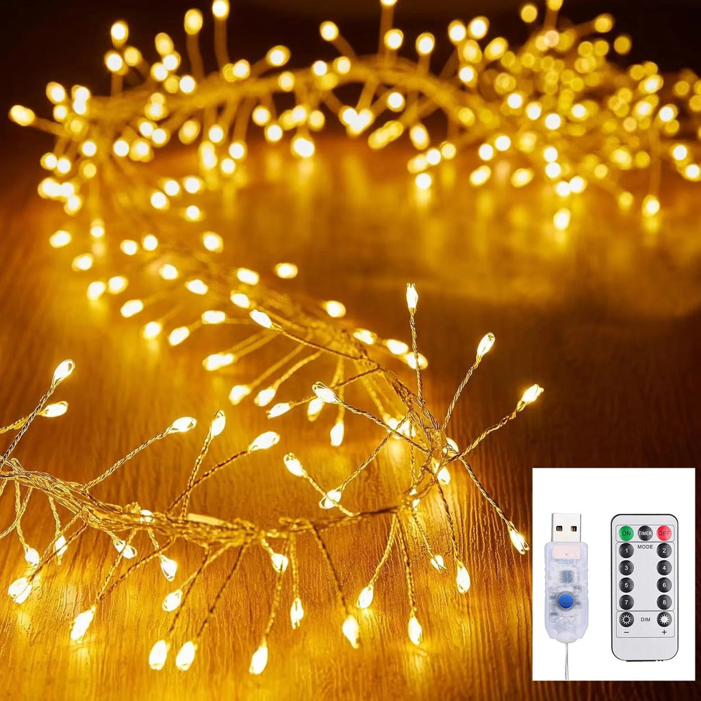 3/6/9M USB Power LED Firecracker String Lights Remote Control Garland Fairy Lights for Wedding Party Garden Christmas Decoration