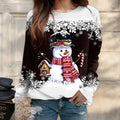 Festival Fashion Clothing Women's T-shirts Street Outdoor Christmas 3D Print Snowman Sweatshirts Long Sleeve Pullover Tops Shirt