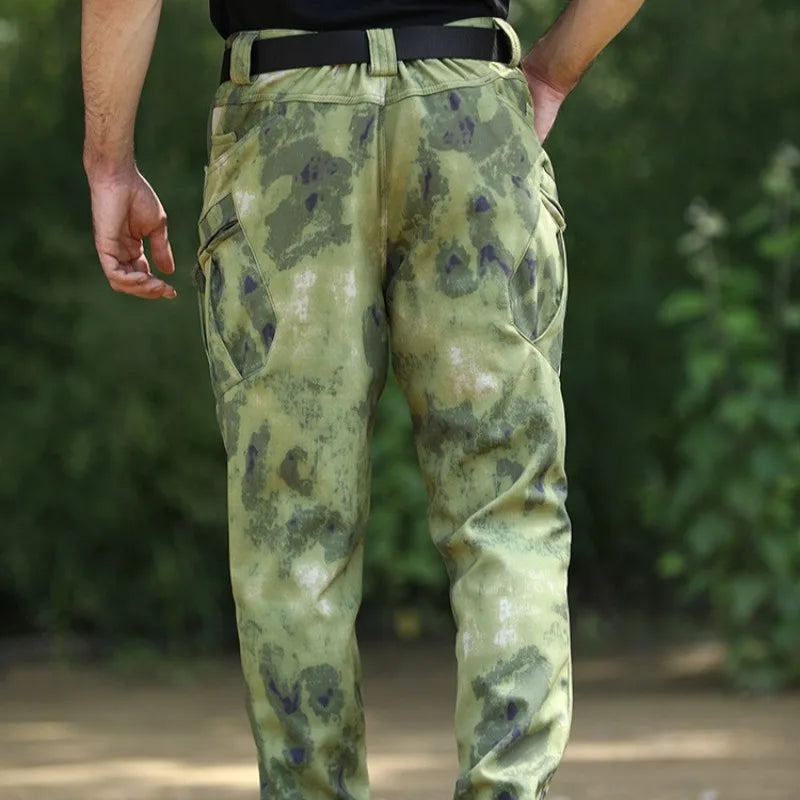 Men's Winter Pants Water Resistant Fleece Lined Snowboard Ski Softshell Tactical Pants with Multi-Pockets Outdoor Work Pants