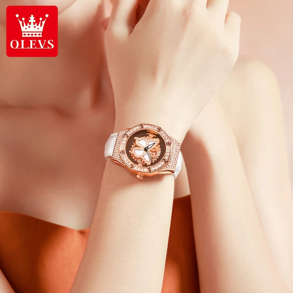 OLEVS 9996 Quartz Watch For Women Top Brand Fashion Woman Wristwatch Butterfly Luxury Waterproof Original Leather Dress Watches