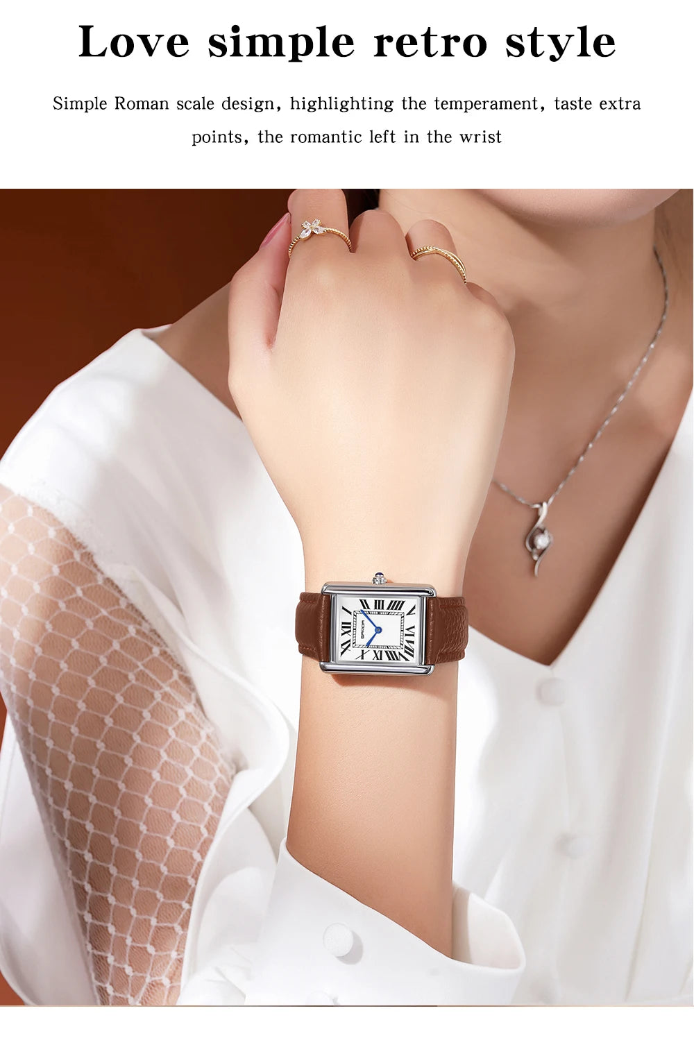 SANDA New Quartz Watch Roman Numeral Stainless Steel Leather Watchband Brief Lovers Watch 30M Waterproof Hot Men's Women's Watch