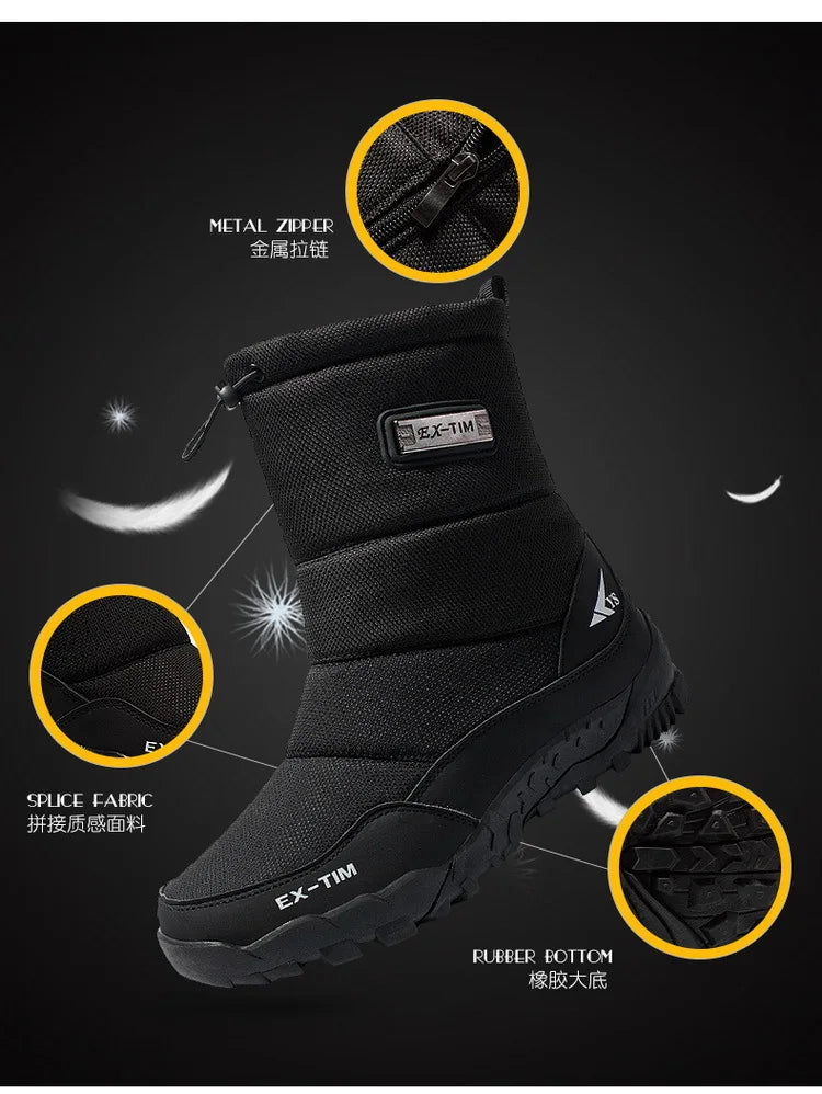 Warm Winter Plush Snow Boots Men Women Outdoor Winter Boots Waterproof Cotton Shoes Wear Resistant And Anti Slip Ankle Boots