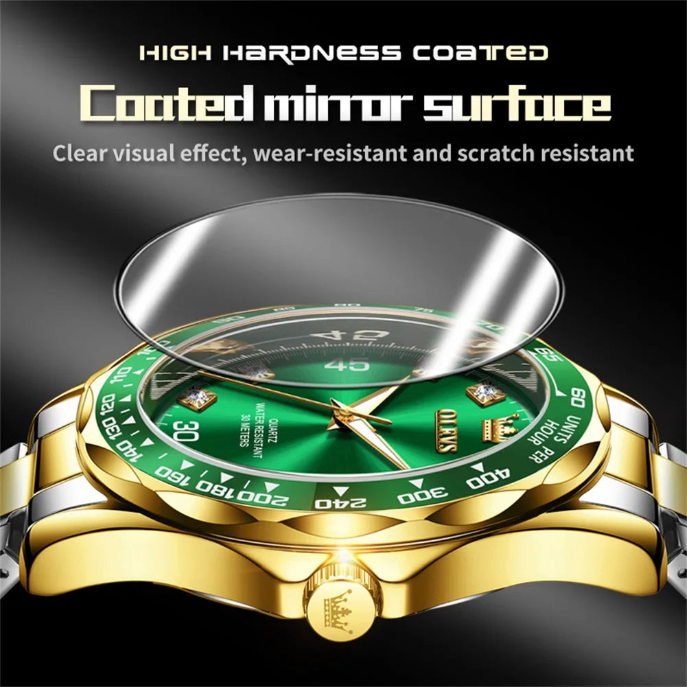 OLEVS 9988 Men's Quartz Watch Chronograph Waterproof Luxury Fashion Trend Stainless Steel Luminous Simple Wristwatch