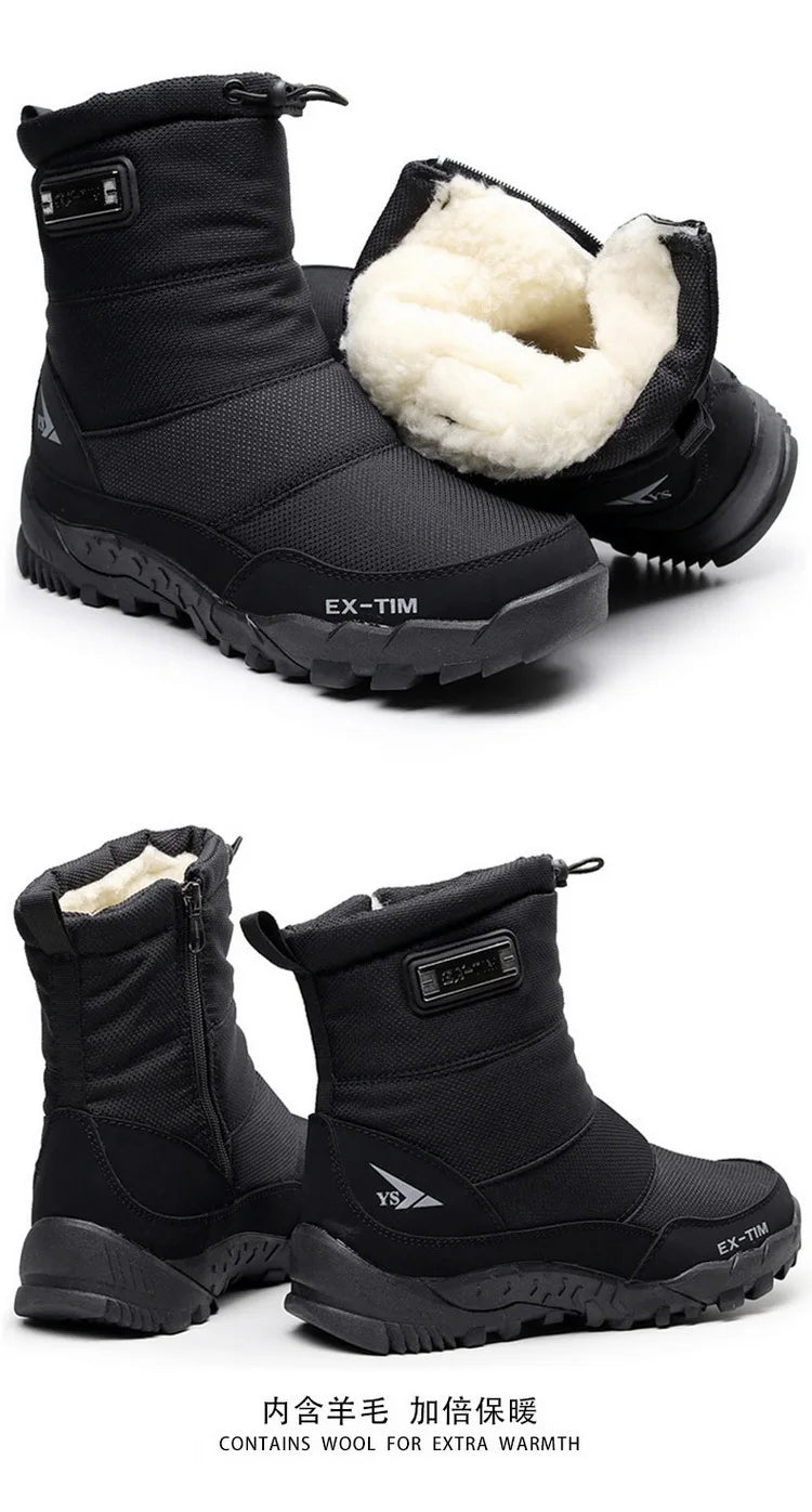 Warm Winter Plush Snow Boots Men Women Outdoor Winter Boots Waterproof Cotton Shoes Wear Resistant And Anti Slip Ankle Boots