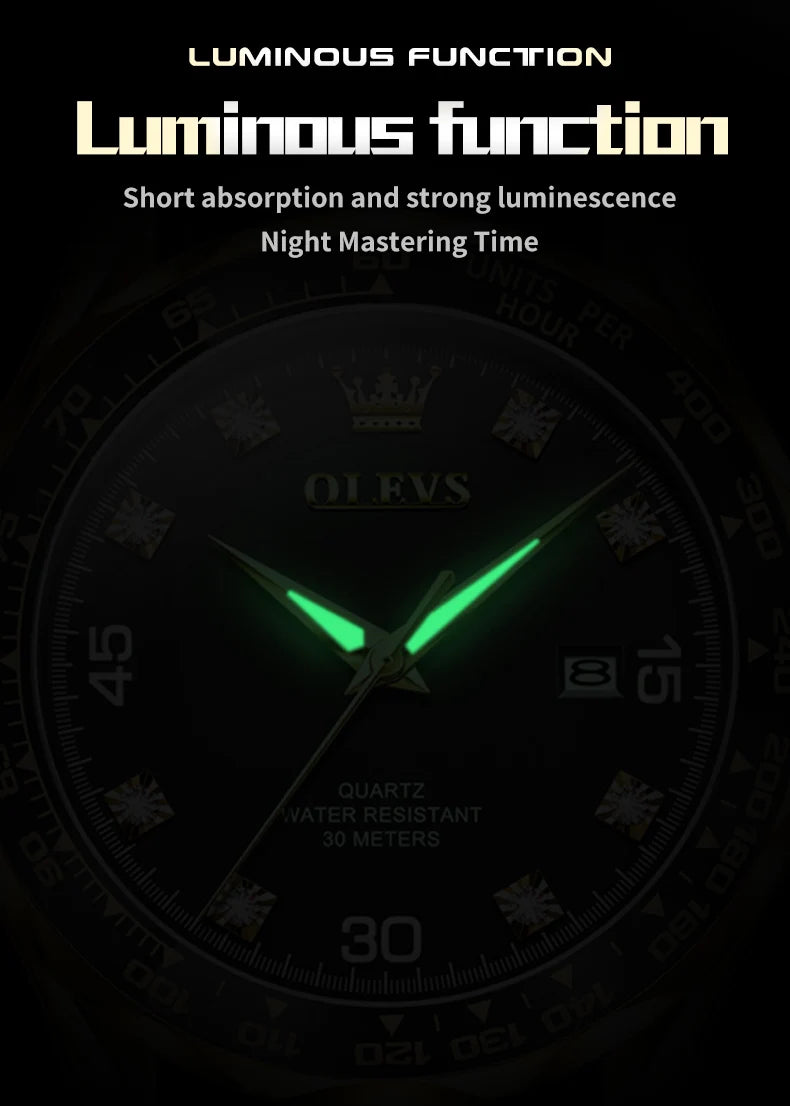 OLEVS 9988 Men's Quartz Watch Chronograph Waterproof Luxury Fashion Trend Stainless Steel Luminous Simple Wristwatch
