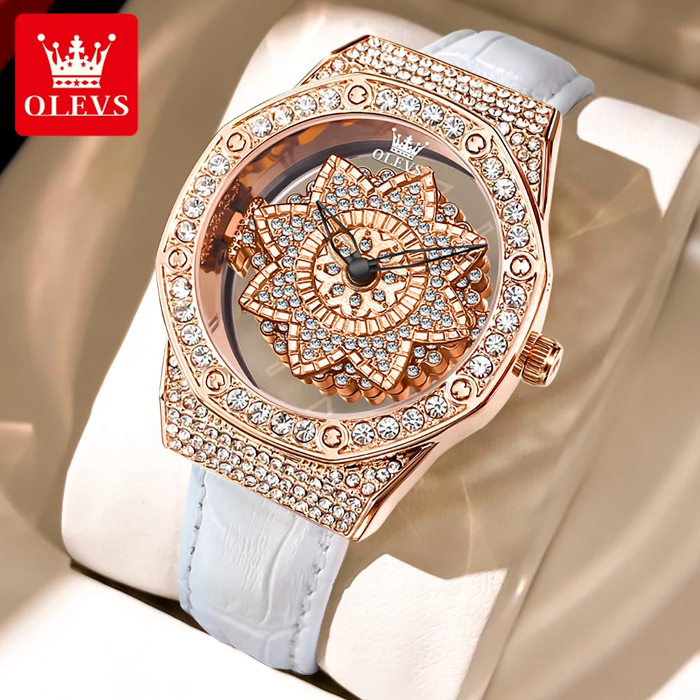 OLEVS 9996 Quartz Watch For Women Top Brand Fashion Woman Wristwatch Butterfly Luxury Waterproof Original Leather Dress Watches